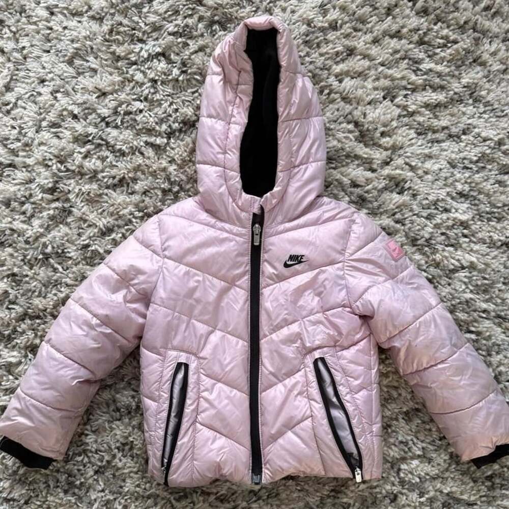 Nike Puffer Jacket Size 3T Pink Hooded Winter Coat